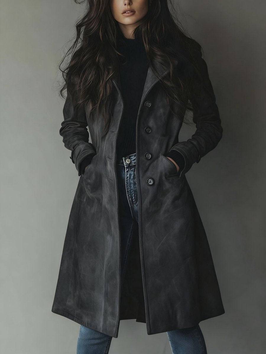 Freya | Women's Longline Double-Breasted Tailored Trench Coat