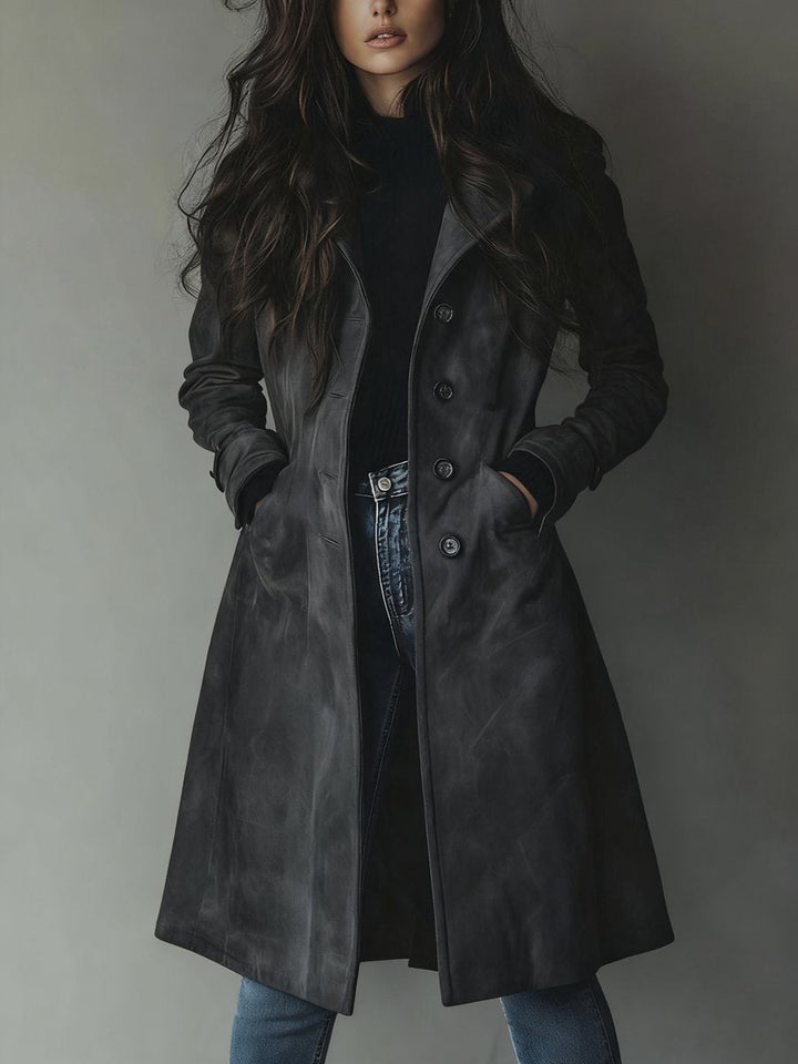Freya | Women's Longline Double-Breasted Tailored Trench Coat