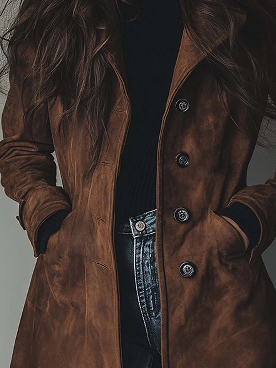 Freya | Women's Longline Double-Breasted Tailored Trench Coat