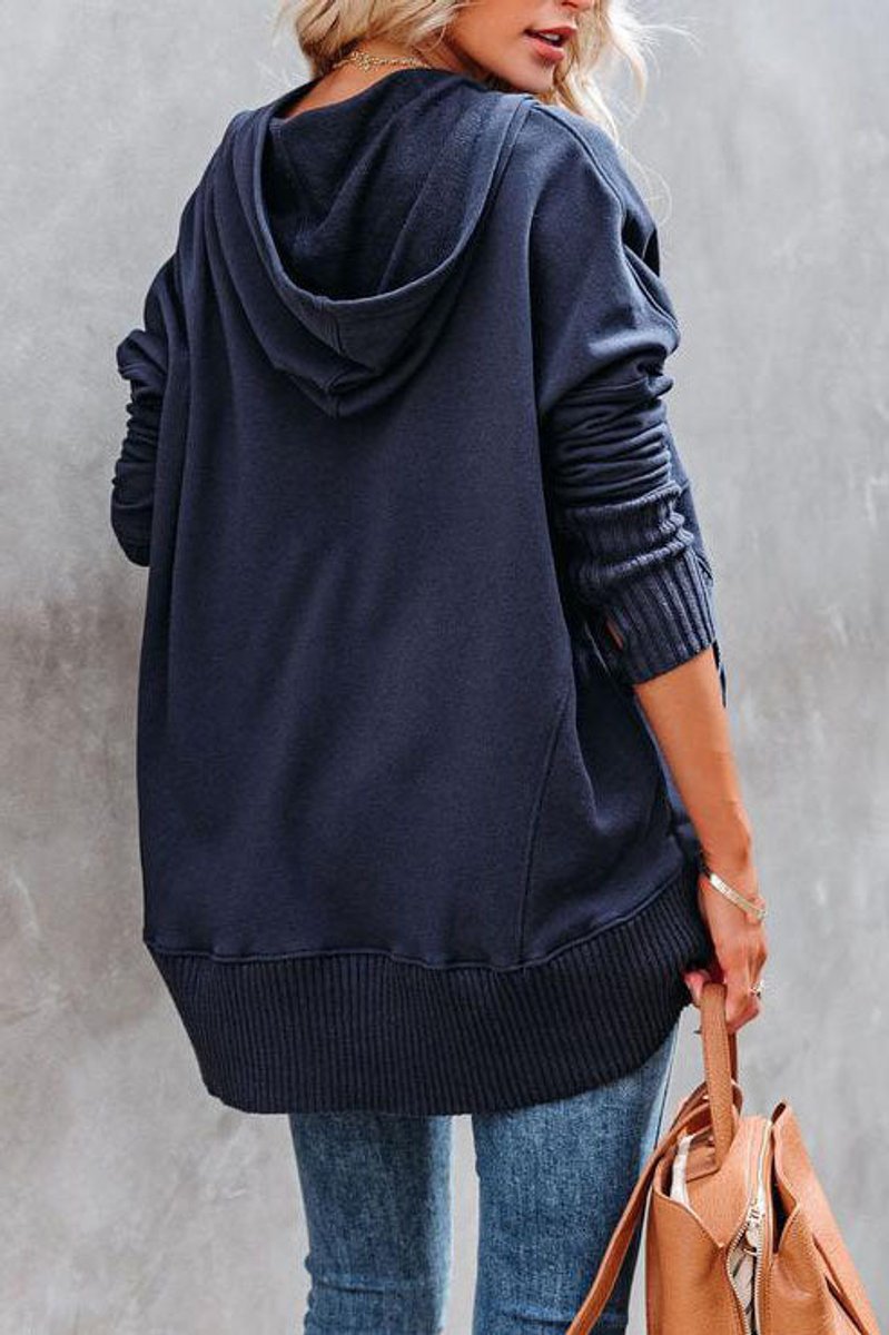 Rosie | Women's Longline Hooded Drawstring Tunic Sweatshirt