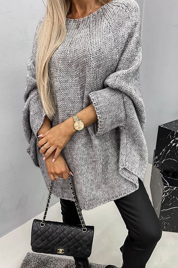 Florence | Women's Oversized Batwing-Sleeve Round-Neck Knit Sweater