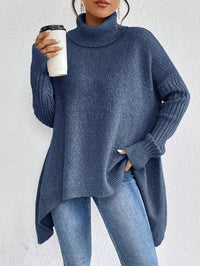 Freya | Women's Oversized Longline Ribbed Turtleneck Sweater Jumper