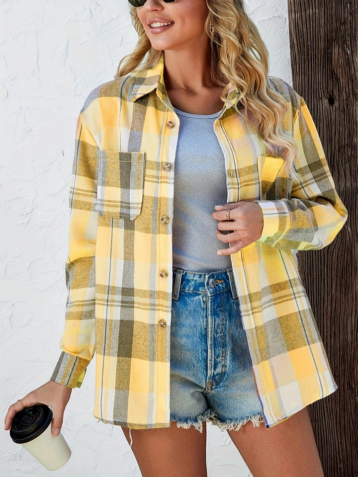 Lily | Women's Oversized Plaid Flannel Long Sleeve Button-Up Shirt