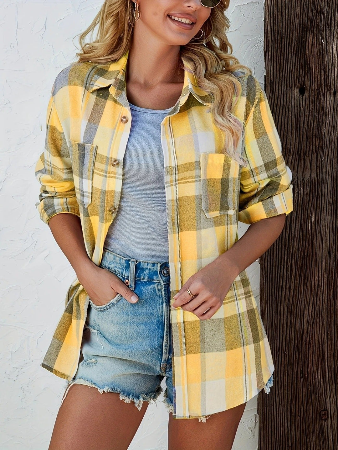 Lily | Women's Oversized Plaid Flannel Long Sleeve Button-Up Shirt