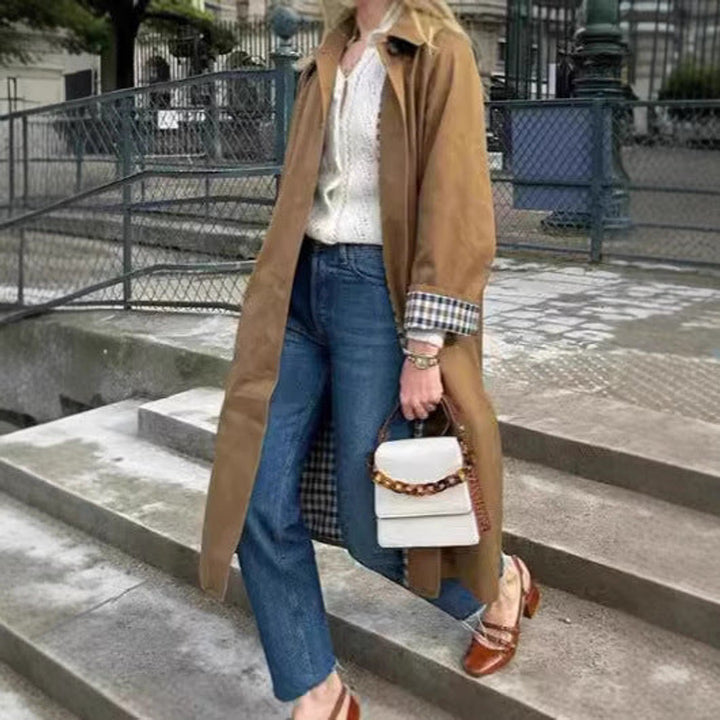Aria | Women's Oversized Plaid-Lined Cotton Blend Trench Coat