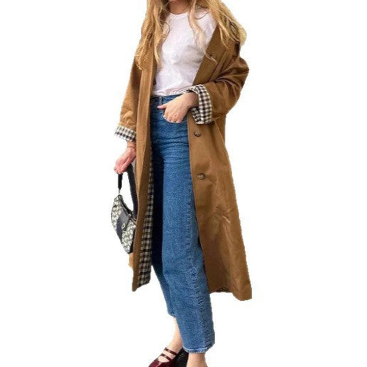 Aria | Women's Oversized Plaid-Lined Cotton Blend Trench Coat