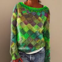 Scarlett | Women's Relaxed-Fit Argyle Knit Sweater Jumper