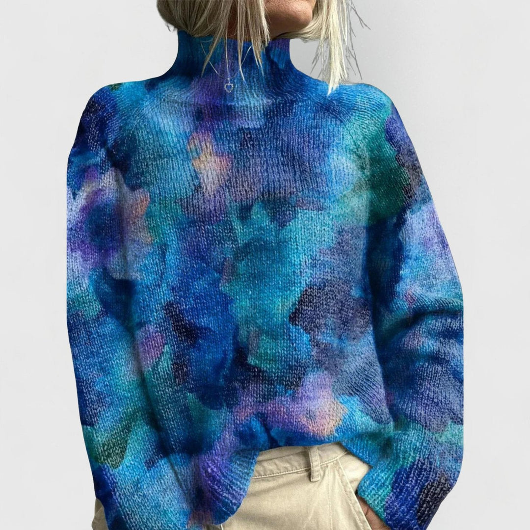 Olivia | Women's Relaxed-Fit Floral Print Turtleneck Knit Jumper