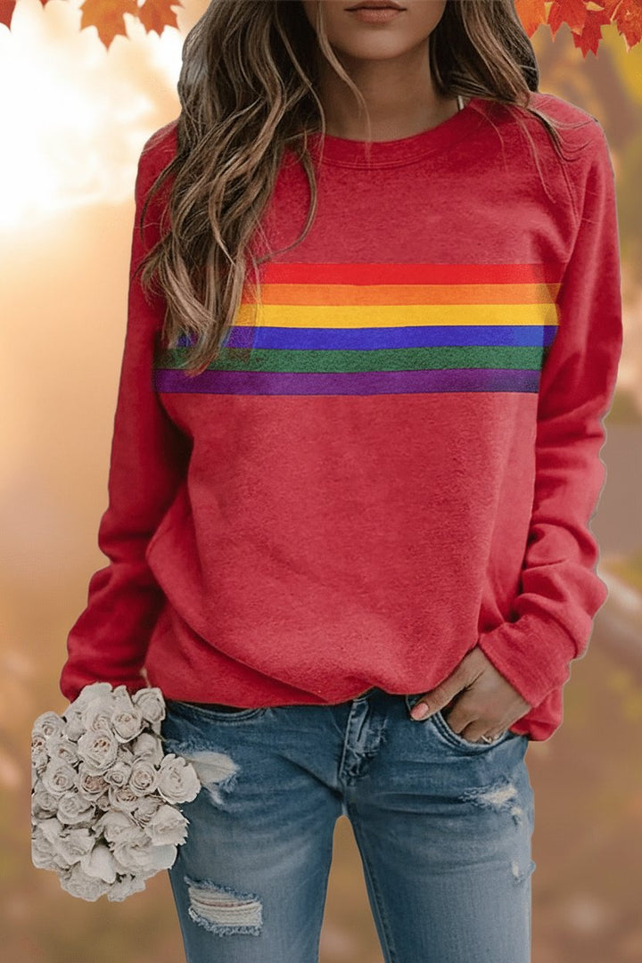 Lily | Women's Relaxed-Fit Rainbow Striped Crew-Neck Jumper
