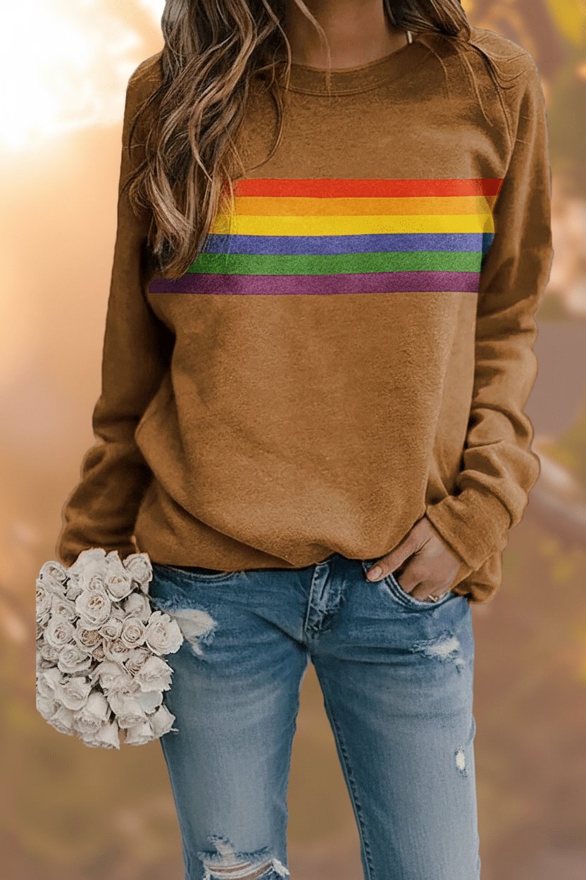 Lily | Women's Relaxed-Fit Rainbow Striped Crew-Neck Jumper