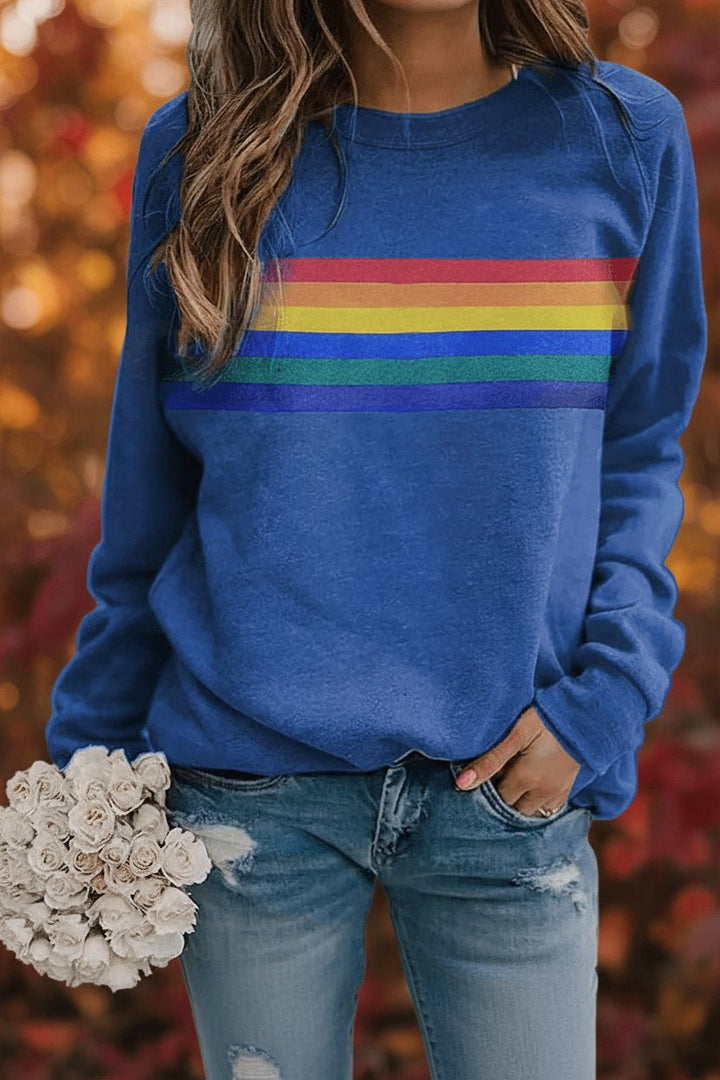 Lily | Women's Relaxed-Fit Rainbow Striped Crew-Neck Jumper