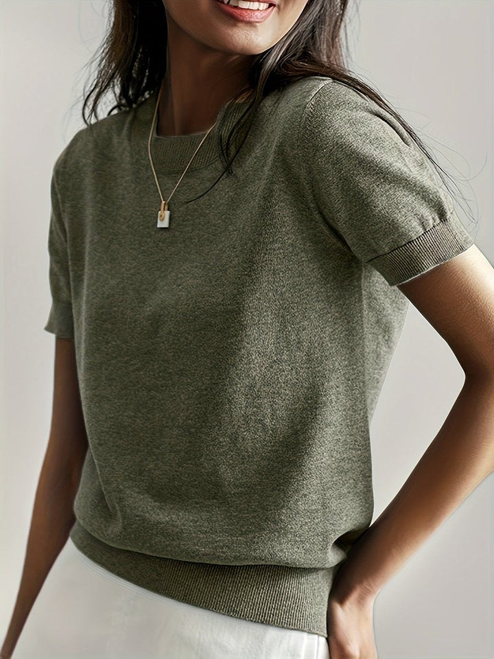 Phoebe | Women's Relaxed Fit Short Sleeve Knit Sweater Top