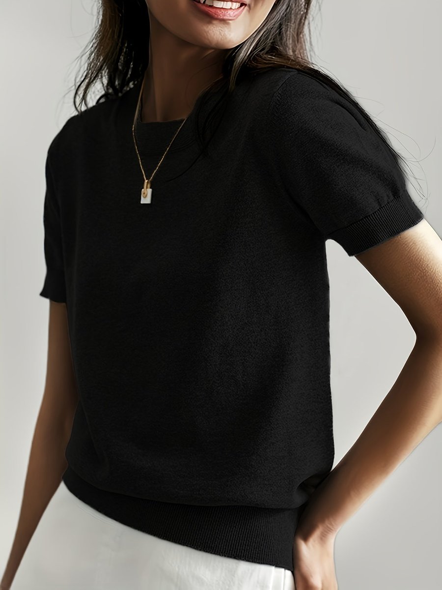 Phoebe | Women's Relaxed Fit Short Sleeve Knit Sweater Top