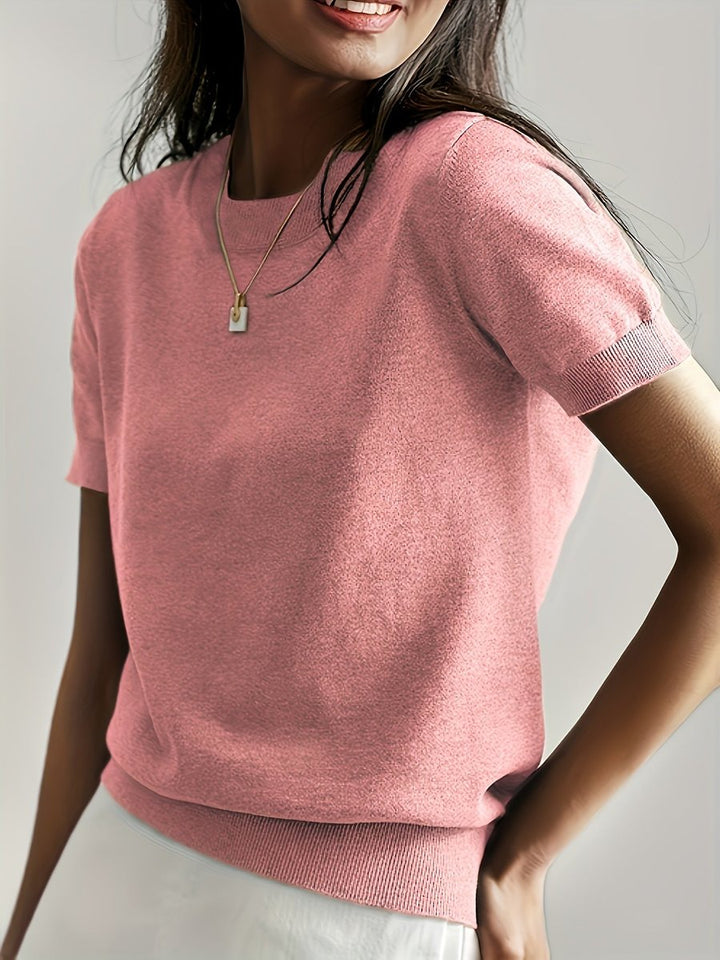 Phoebe | Women's Relaxed Fit Short Sleeve Knit Sweater Top
