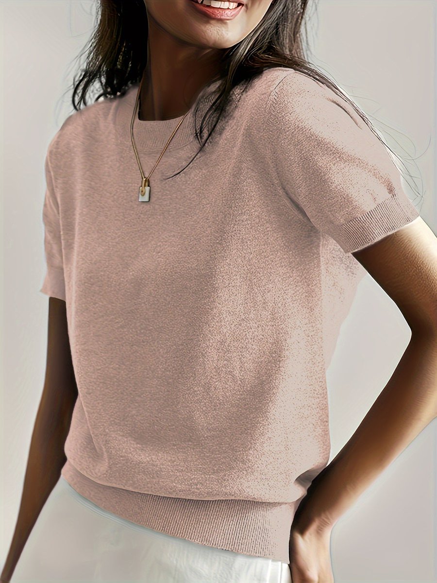 Phoebe | Women's Relaxed Fit Short Sleeve Knit Sweater Top