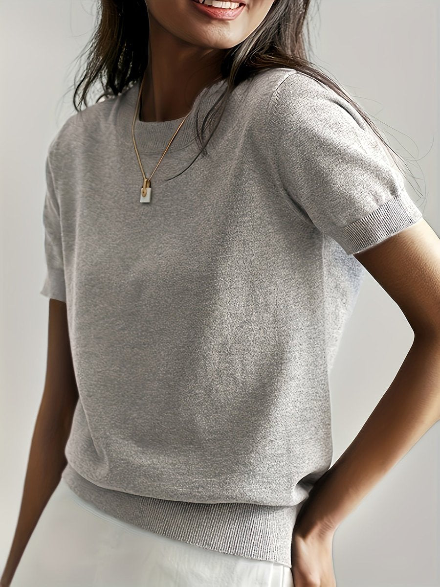 Phoebe | Women's Relaxed Fit Short Sleeve Knit Sweater Top