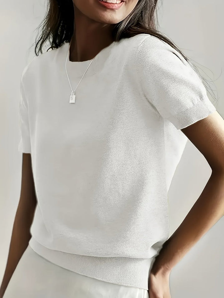 Phoebe | Women's Relaxed Fit Short Sleeve Knit Sweater Top