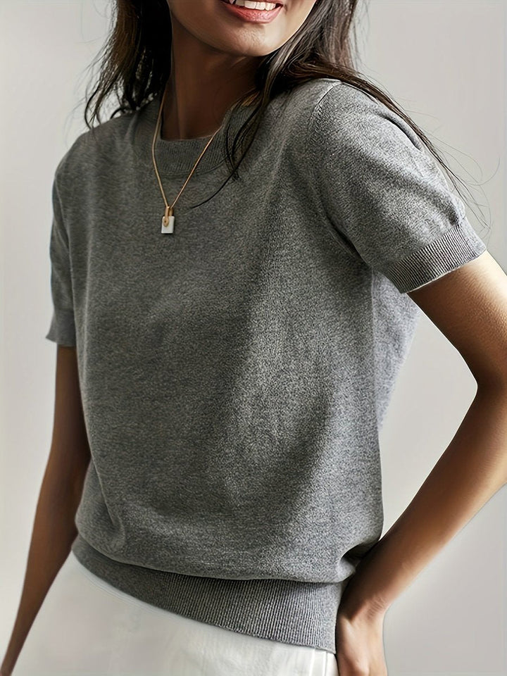 Phoebe | Women's Relaxed Fit Short Sleeve Knit Sweater Top