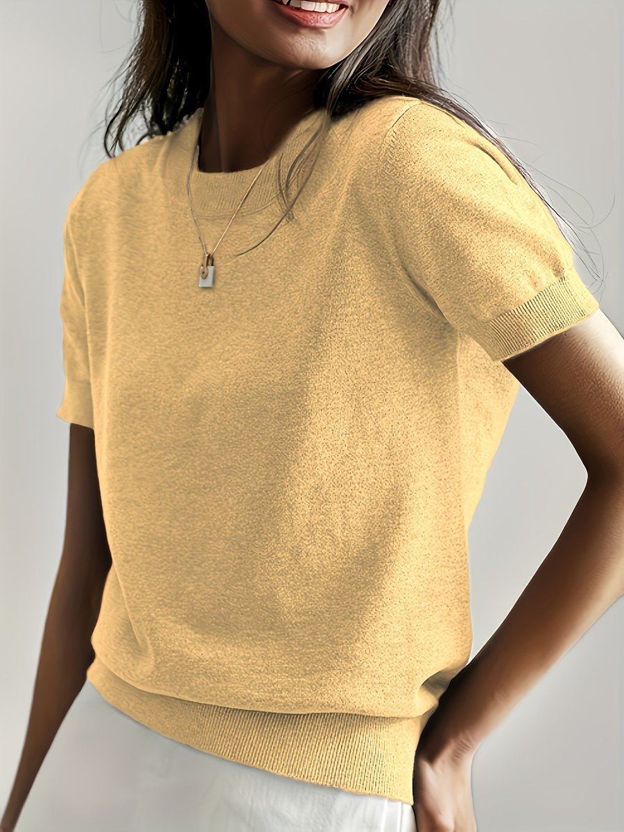 Phoebe | Women's Relaxed Fit Short Sleeve Knit Sweater Top