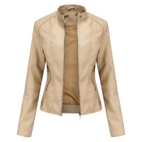 Isla | Women's Short-Cut Mock-Neck Zip-Up Faux Leather Jacket