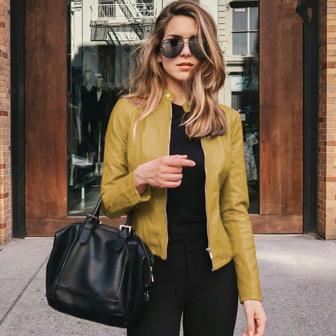 Sophie | Women's Slim-Fit Zip-Up Faux Leather Jacket