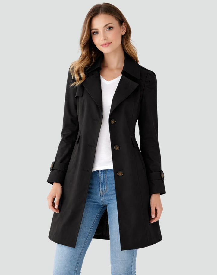 Willow | Women's Tailored Mid-Length Classic Lapel Trench Coat