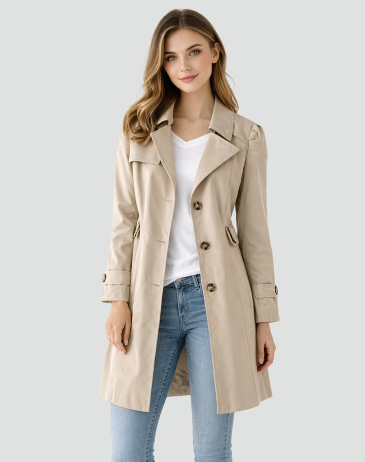 Willow | Women's Tailored Mid-Length Classic Lapel Trench Coat