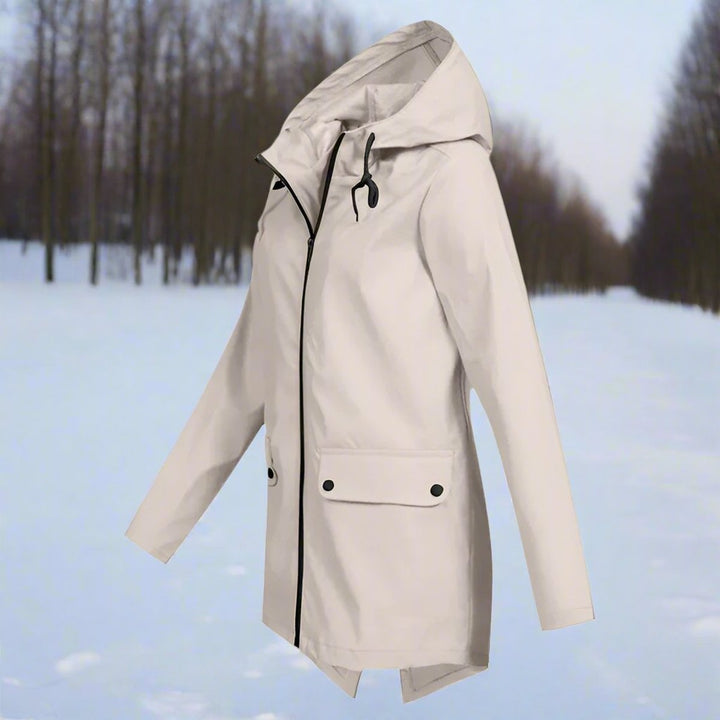 Freya | Women's Waterproof Hooded Rain Jacket Zip-Up Adjustable Cuffs Pockets