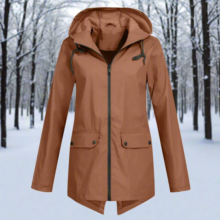 Freya | Women's Waterproof Hooded Rain Jacket Zip-Up Adjustable Cuffs Pockets