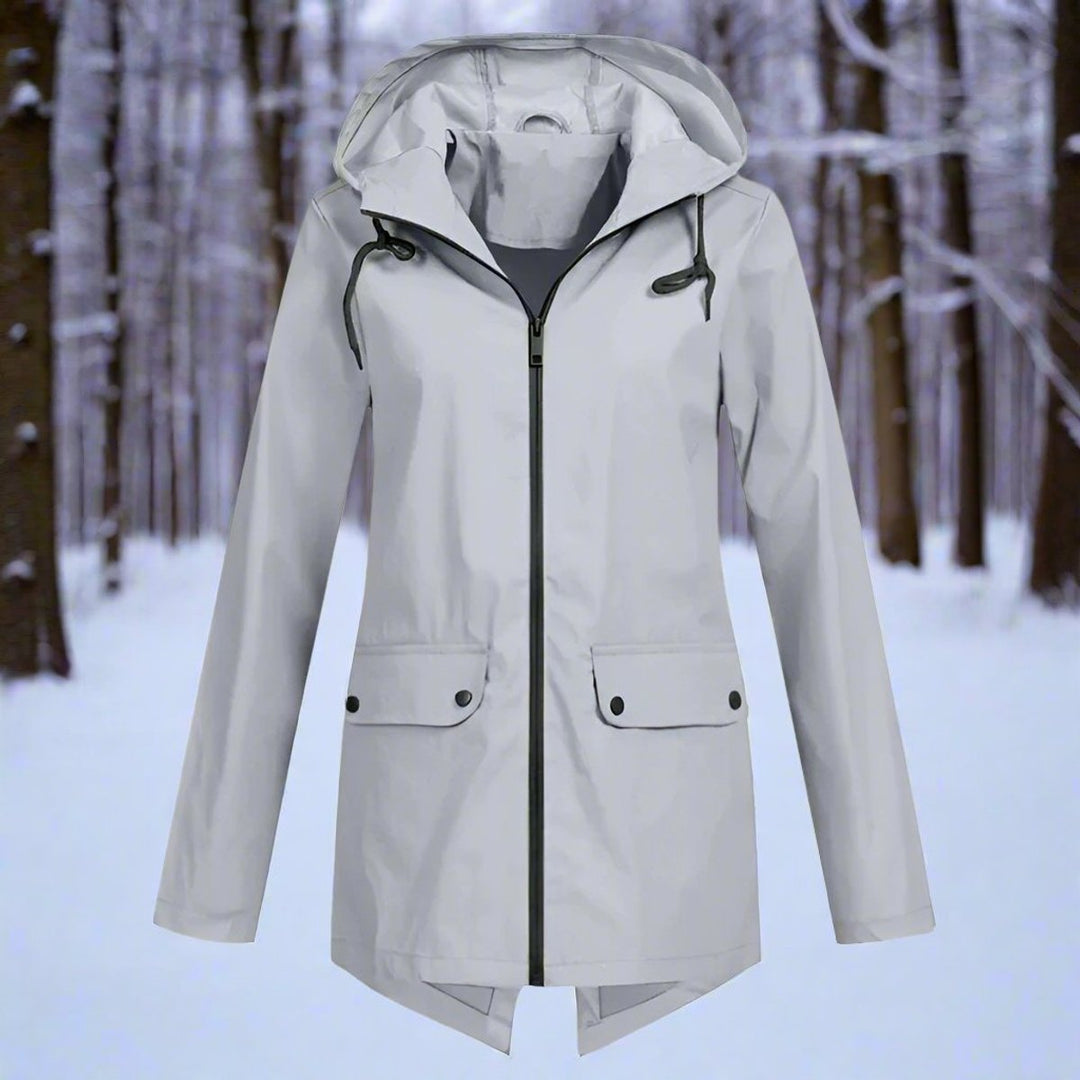 Freya | Women's Waterproof Hooded Rain Jacket Zip-Up Adjustable Cuffs Pockets