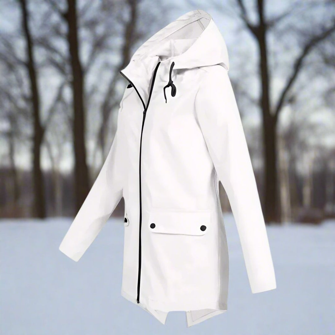 Freya | Women's Waterproof Hooded Rain Jacket Zip-Up Adjustable Cuffs Pockets